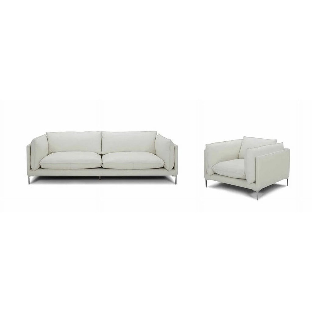 White L-Grade Leather Upholstered Sofa G21983