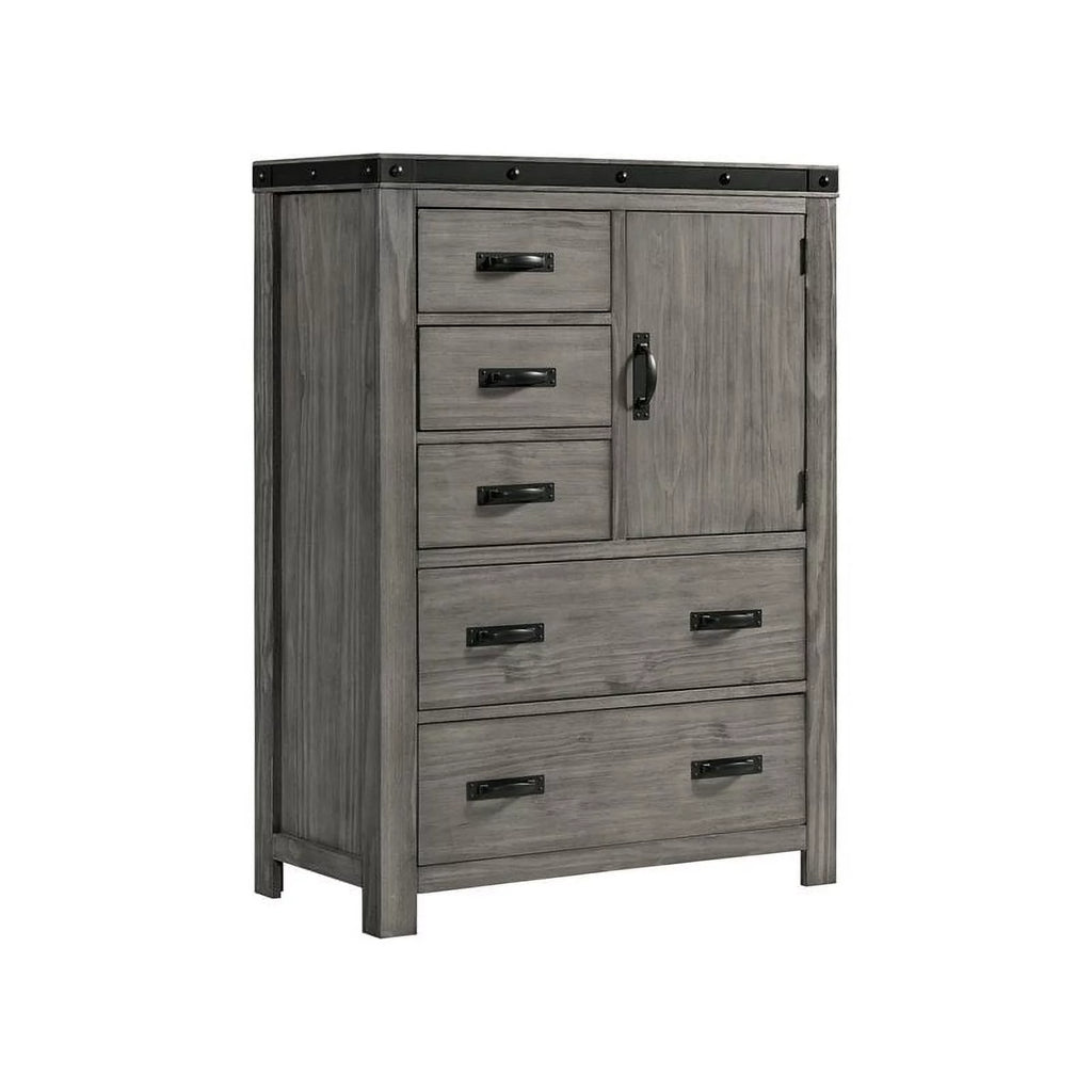 Gray Solid Wood 5-Drawer Chest L7520