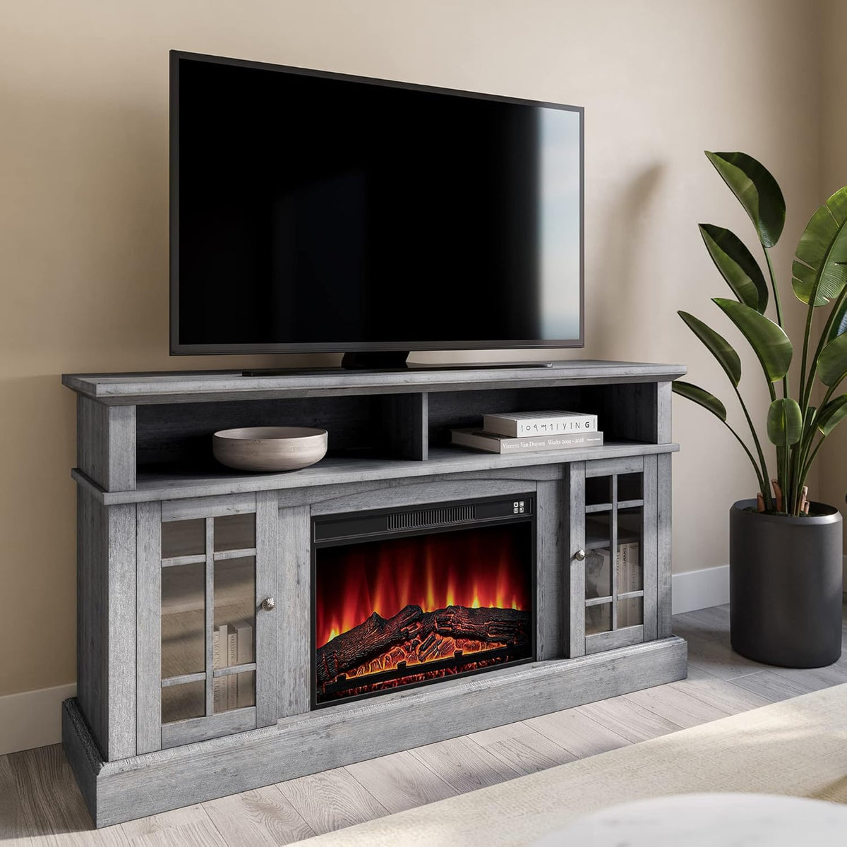 Rustic Electric Fireplace TV Stand for TVs up to 65 Inches K652