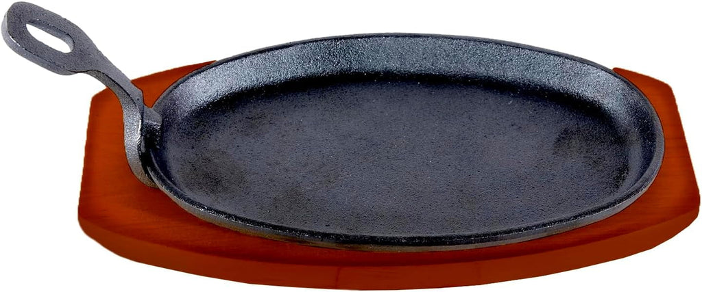 Cast Iron Steak Plate with Wooden Holder Y102003