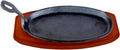 Cast Iron Steak Plate with Wooden Holder Y102003