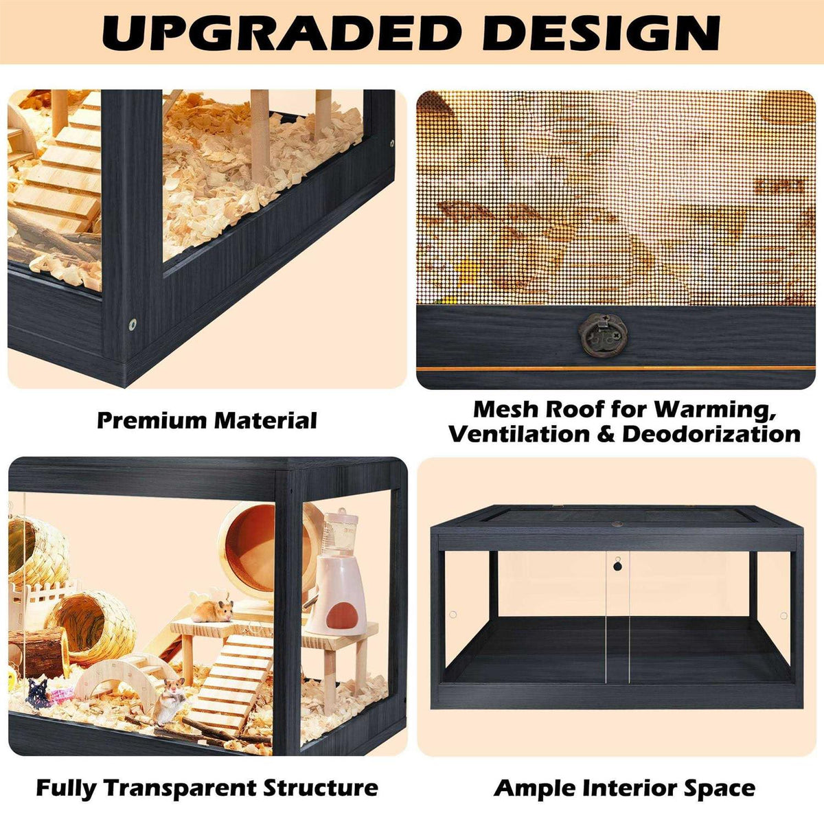 Wooden Hamster Cage with Acrylic Sheets Z78140