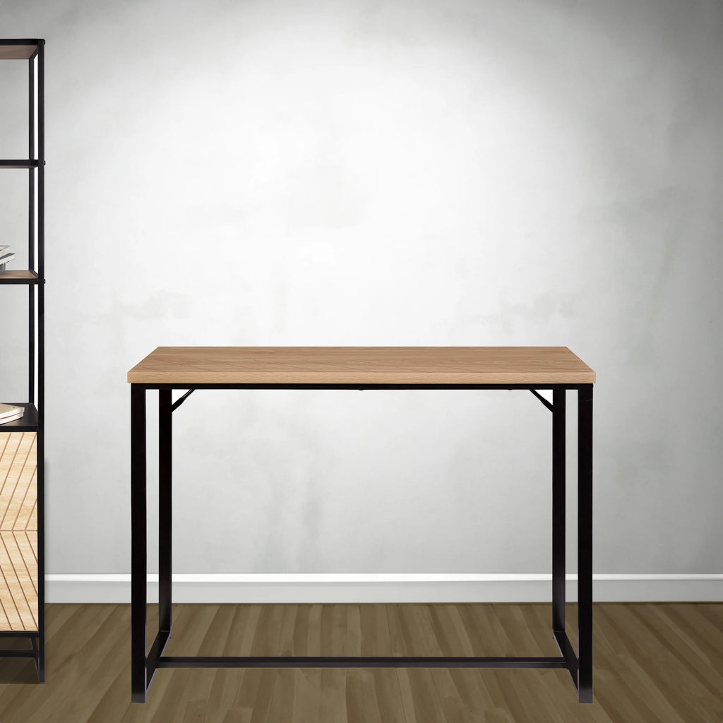 Coastal Modern Console Table Natural Wood Top with Black Metal Legs S520