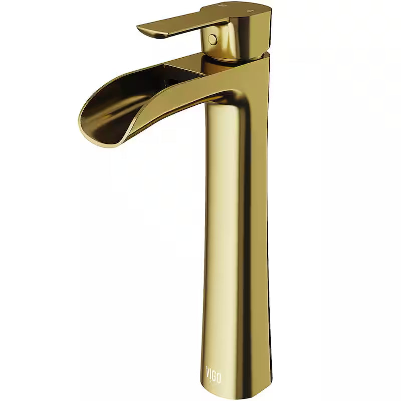 Single Handle Bathroom Vessel Faucet Matte Brushed Gold V1409