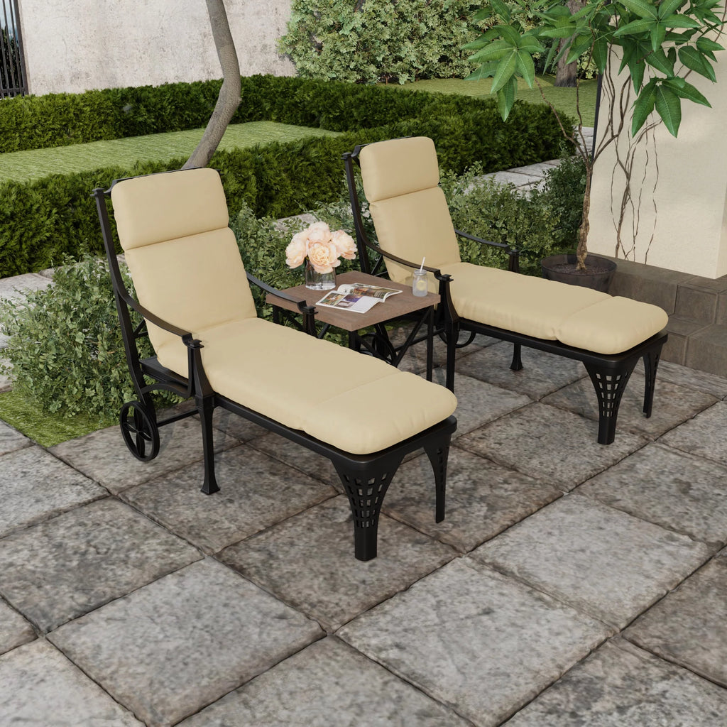 Antique Beige Rectangular Outdoor Chaise Lounge Cushion J393