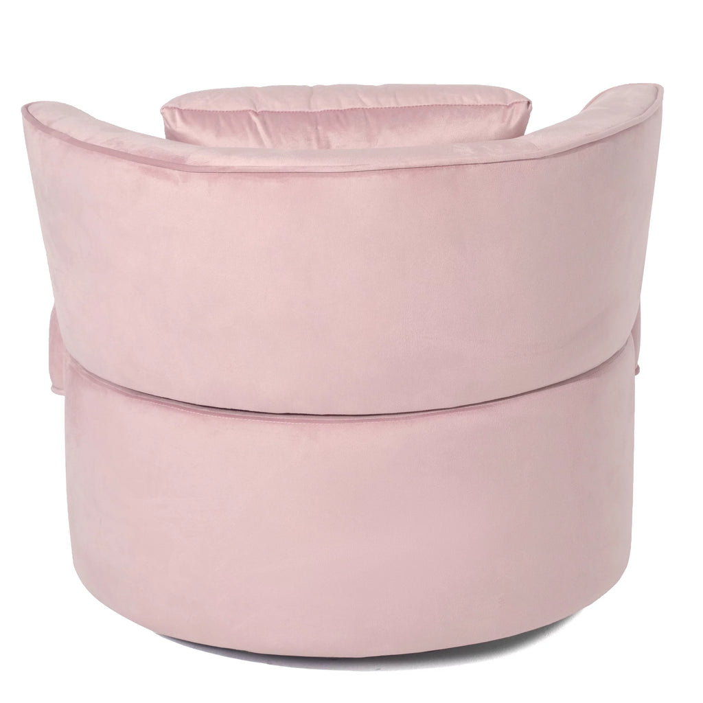 Pink Velvet Swivel Barrel Chair with 1 Pillow D4058
