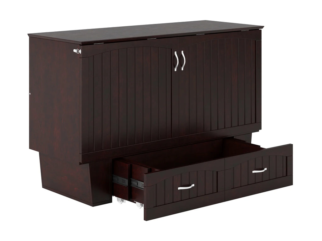 Queen Solid Wood Murphy Bed Chest with Mattress N54944