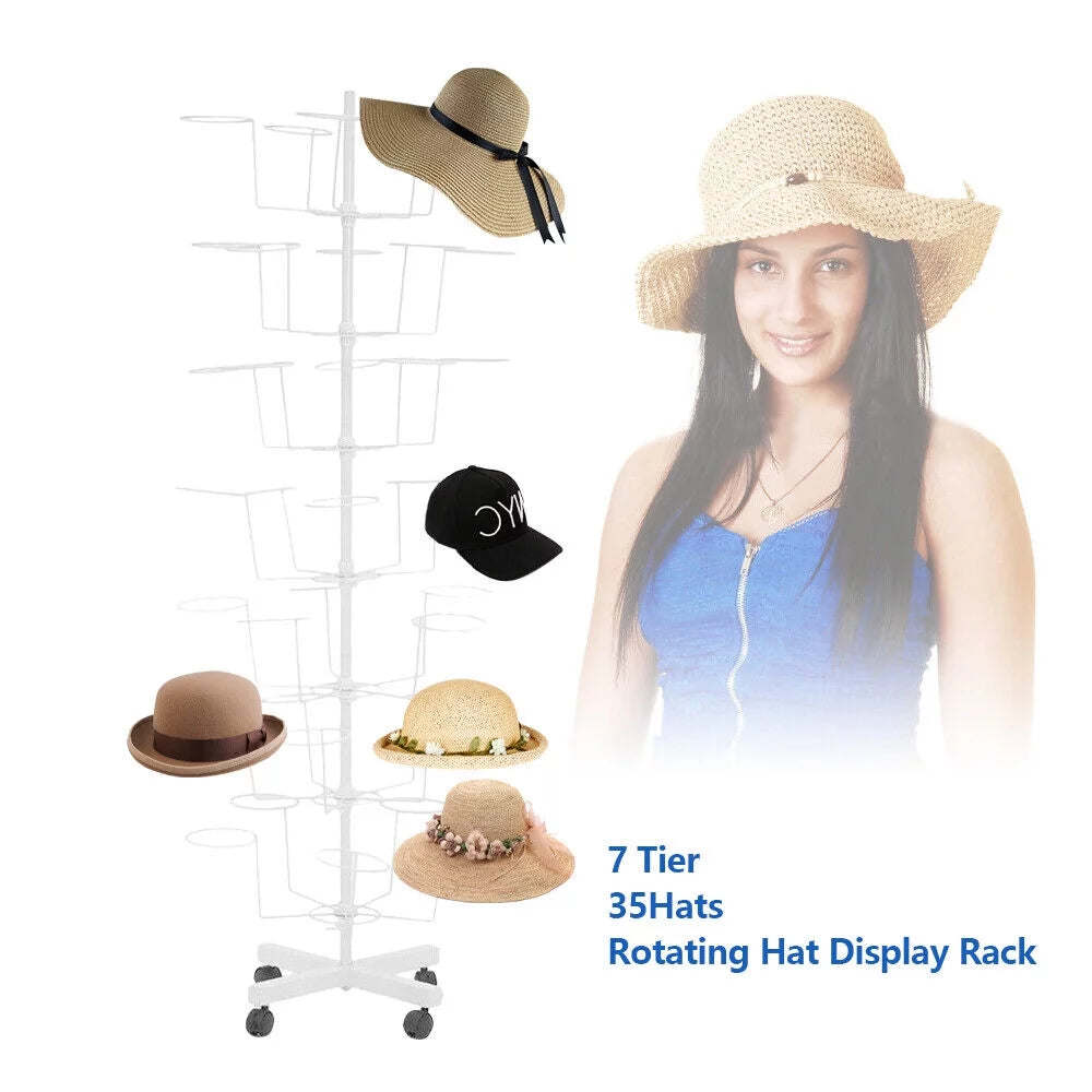 Adjustable Rotating 7 Tier Hat Display Rack X61212
