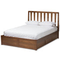 Contemporary Modern Wood Storage Platform Bed King Walnut Brown U69567