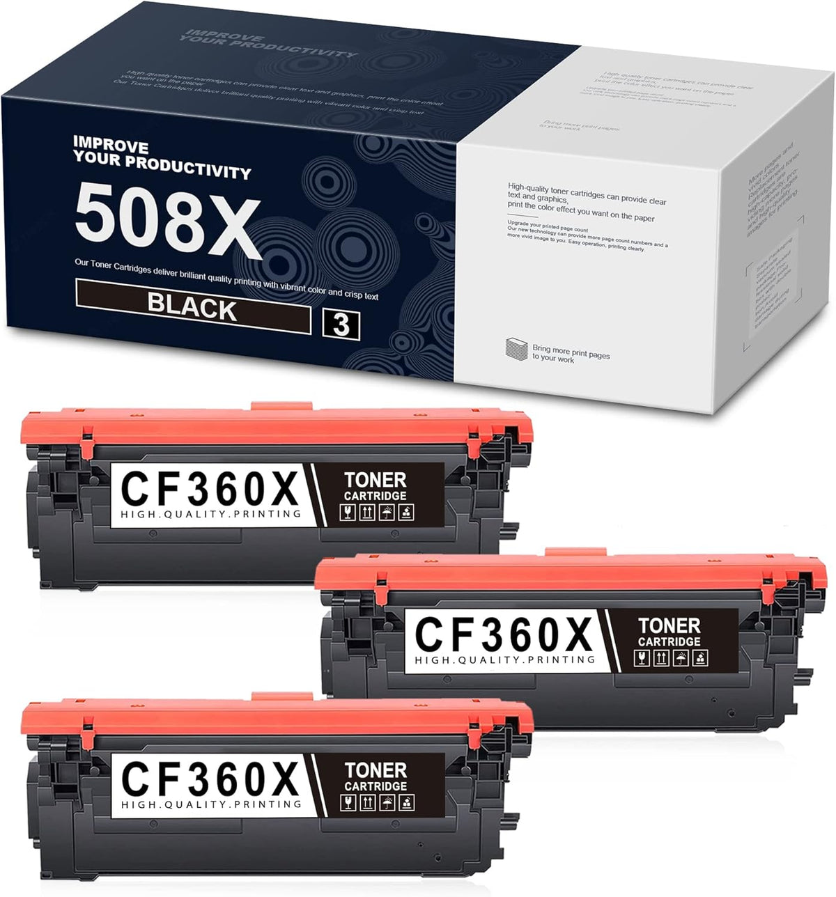 Compatible Toner Cartridges Replacement Black 3-Pack J4128