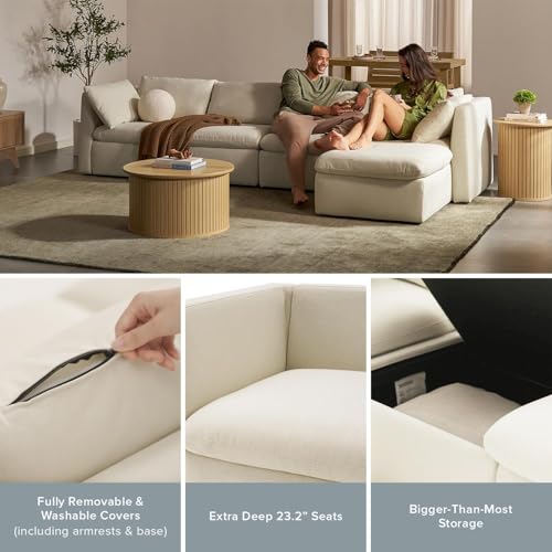 Oversized Modular Sectional Sofa with Storage and Ottoman Chaise S60880