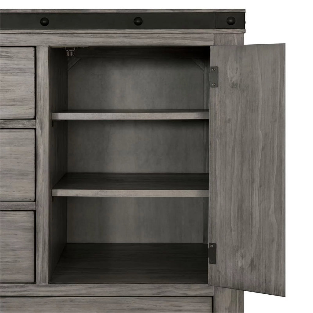 Gray Solid Wood 5-Drawer Chest L7520