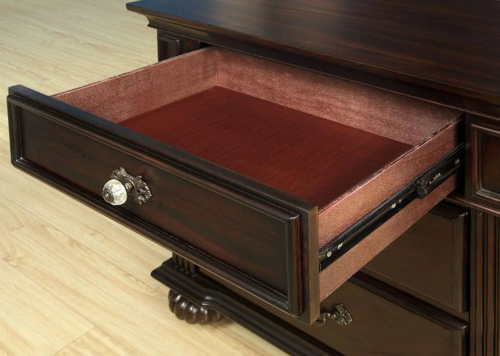 Dark Walnut Solid Wood 3-Drawer Nightstand T6087