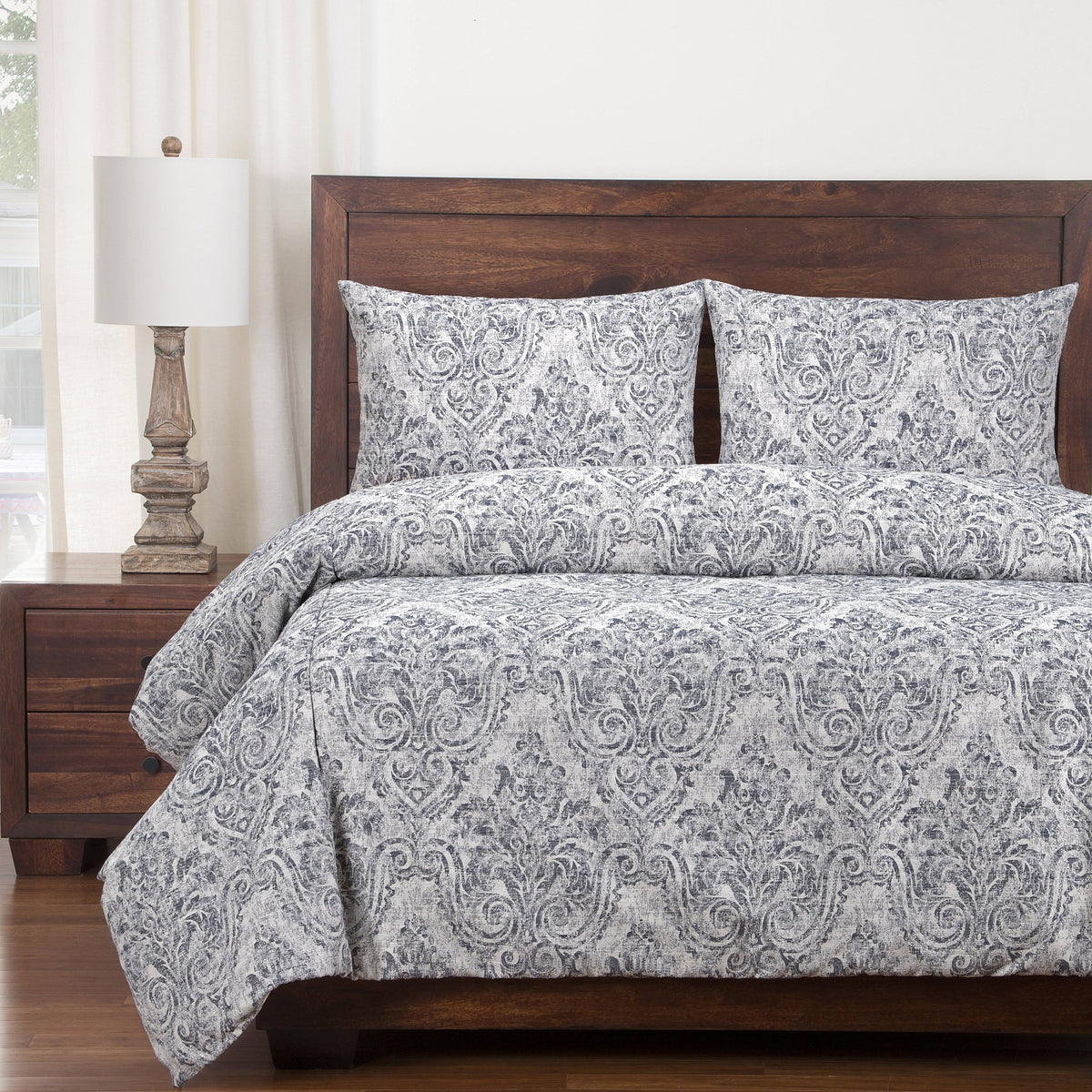 Blue White California King 6 Piece Duvet Cover and Duvet Insert Set Q543