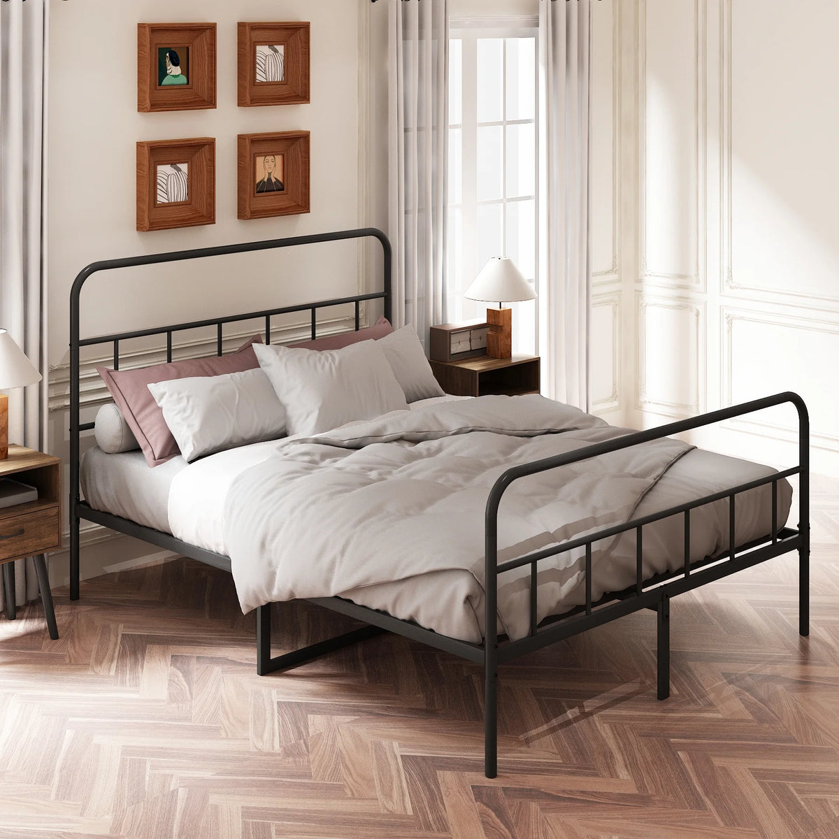Queen Metal Platform Bed Frame with Headboard S752