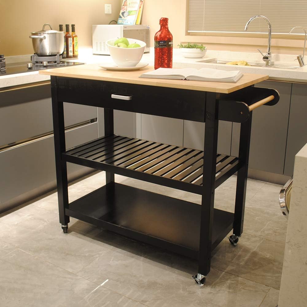 Kitchen Island on Wheels with Drop Leaf 2 Drawers W829446