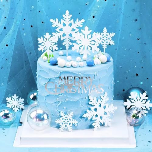 10Pcs Christmas Cake Toppers Acrylic Mirror Gold Silver X8137