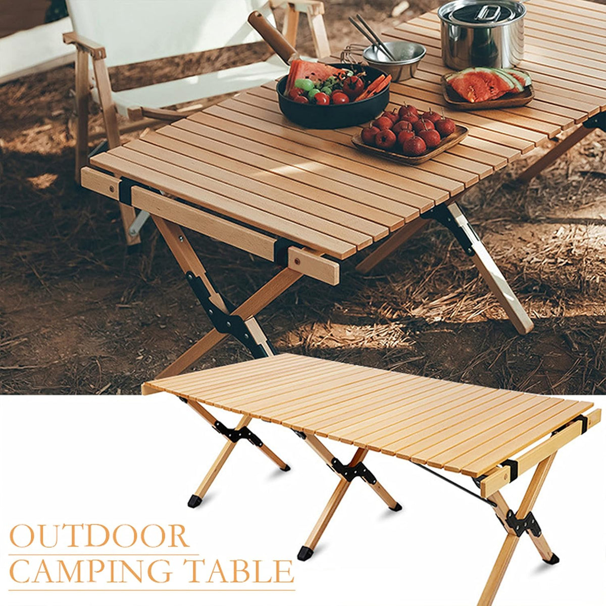 4ft Portable Folding Wood Picnic Table with Carry Bag V839577
