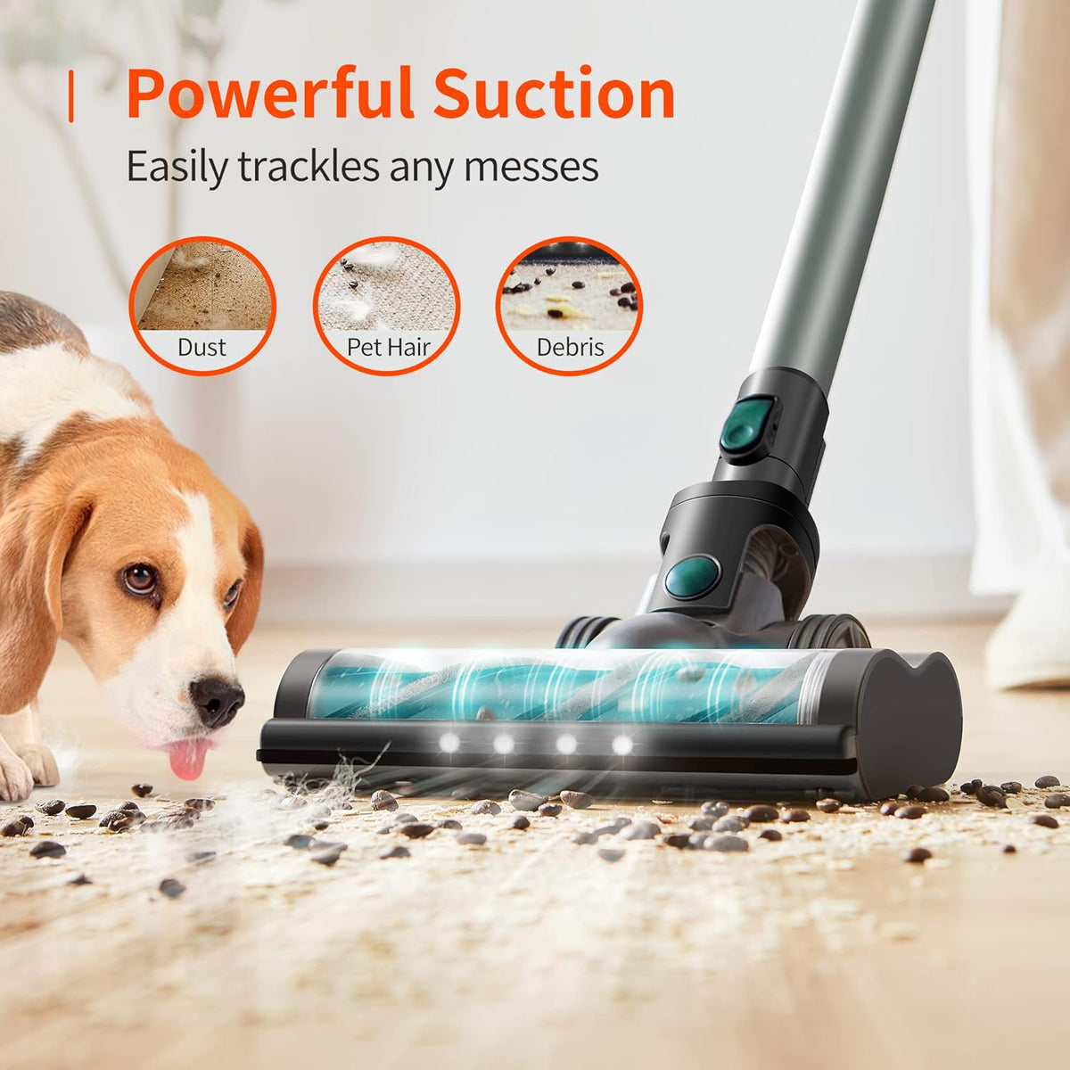 Cordless Vacuum Cleaner, 25KPa Strong Suction, 4 in 1 Stick Vacuum E179