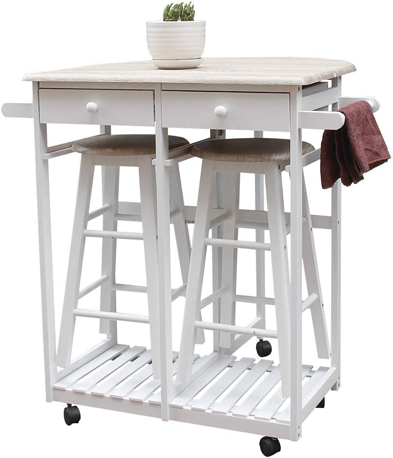 Kitchen Island on Wheels with Drop Leaf 2 Drawers W829446
