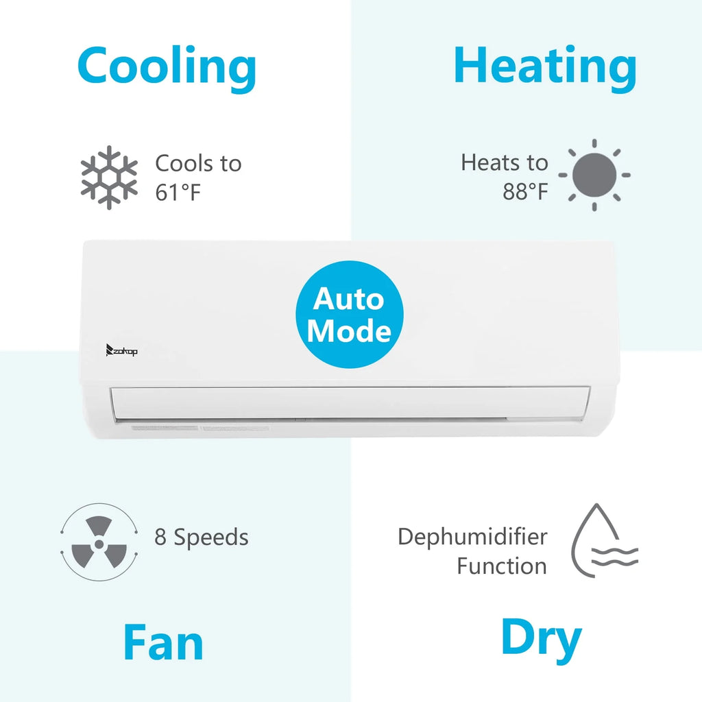 9000 BTU Wifi Enabled Mini Split Air Conditioner & Heater K82805