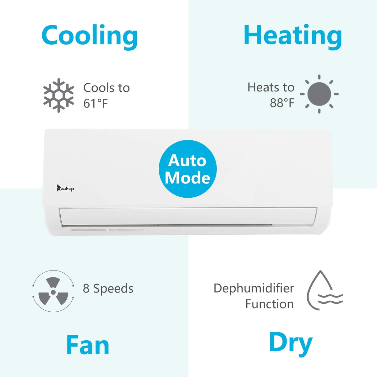 9000 BTU Wifi Enabled Mini Split Air Conditioner & Heater K82805