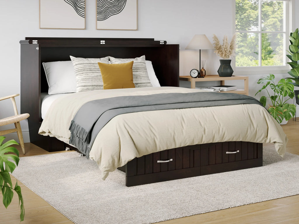 Queen Solid Wood Murphy Bed Chest with Mattress N54944