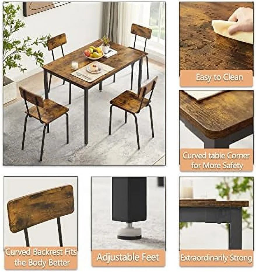 3 Piece Metal and Wood Table and Stools Set X910405