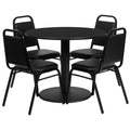 Black 36'' Round Laminate Table Set with 4 Banquet Chairs L433524