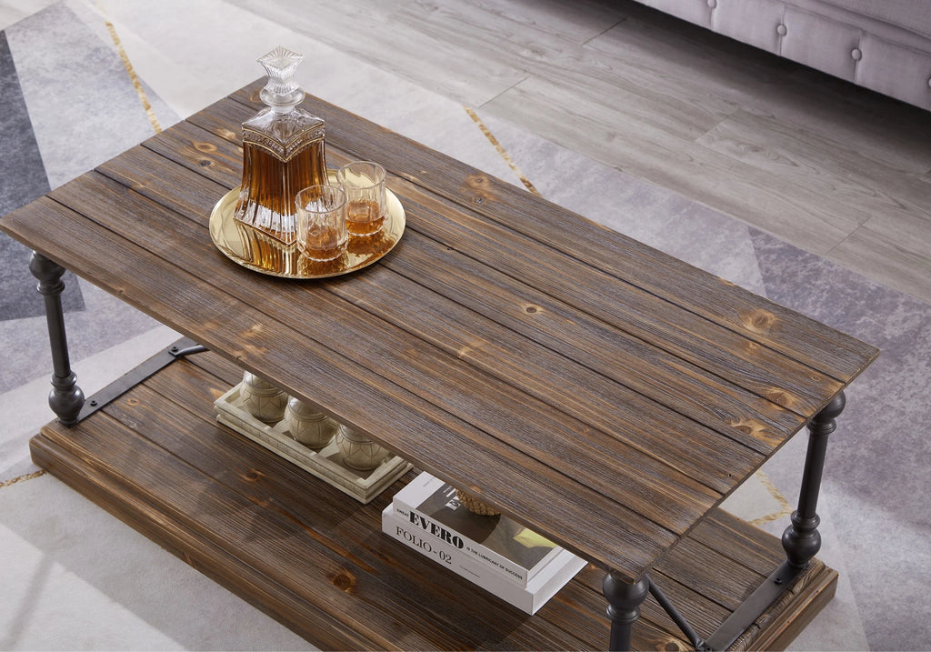 Dark Brown Coffee Table with Storage Shelf K869158