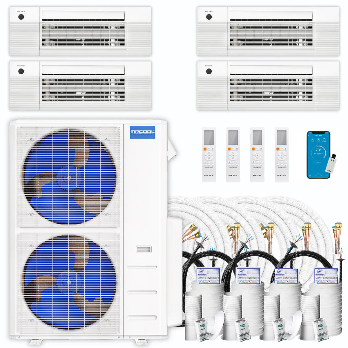 48,000 BTU 4 Zone Ceiling Cassette Ductless Air Conditioner and Heat Pump V236563