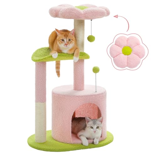 Pink 32” Small Cat Tree with Curved Perch C4549