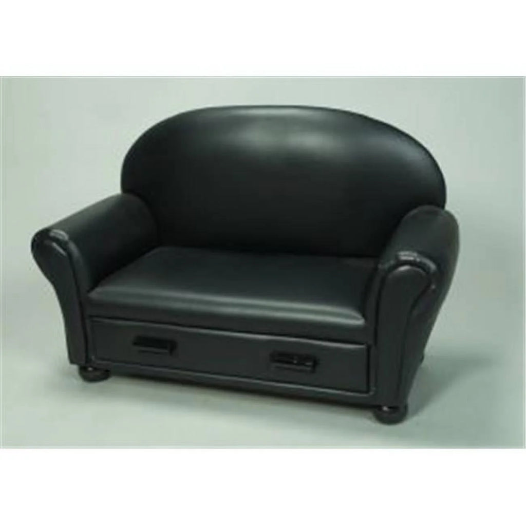 Blue Upholstered Chaise Lounge with Drawer B3017