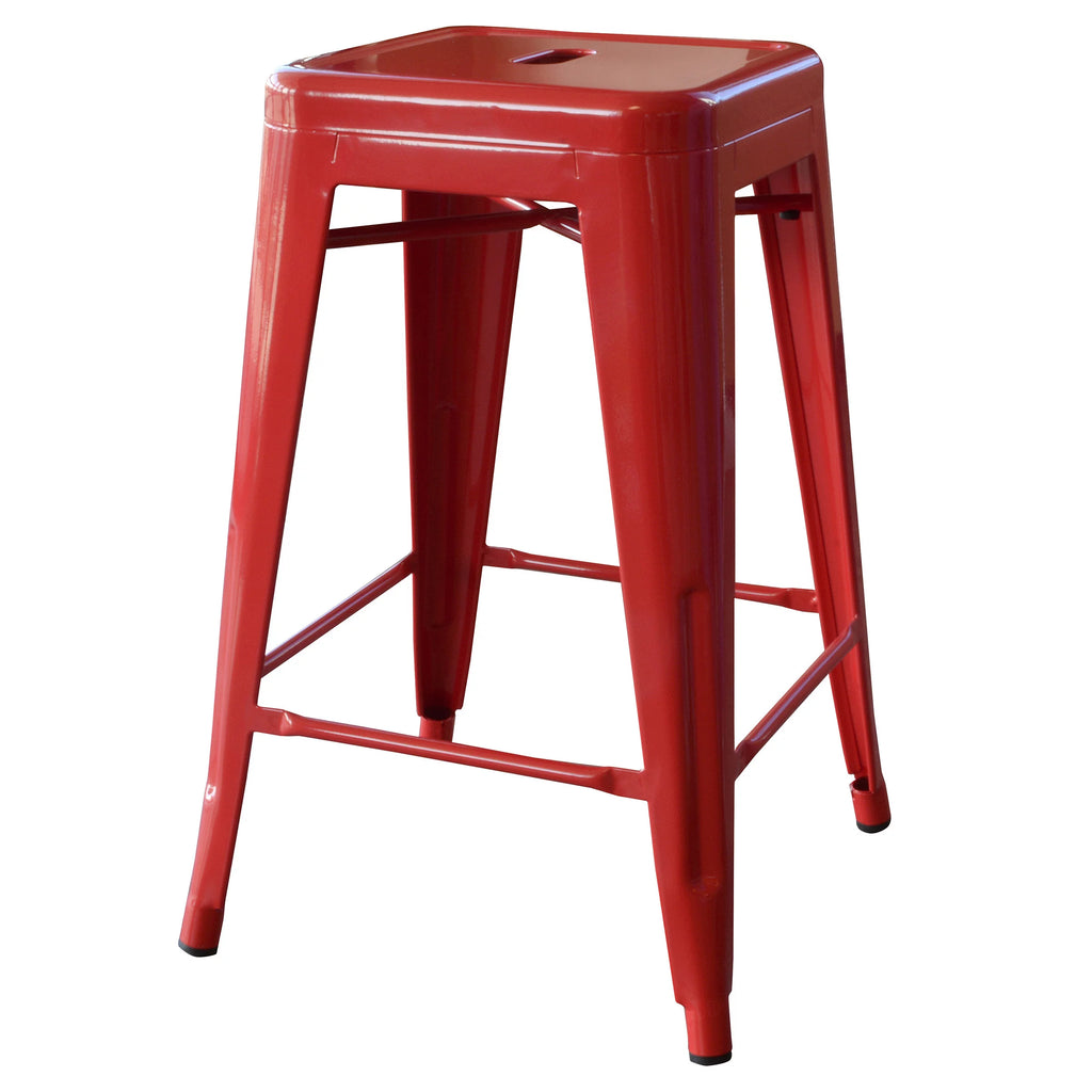 Red 24 Inch Metal Bar Stool 2 Piece B597012