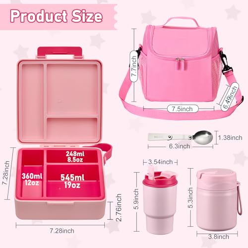 Black 3 Compartment Leak-Proof Bento Lunch Box with Soup Thermo, Tumbler, Lunch Bag and Ice Pack K28647