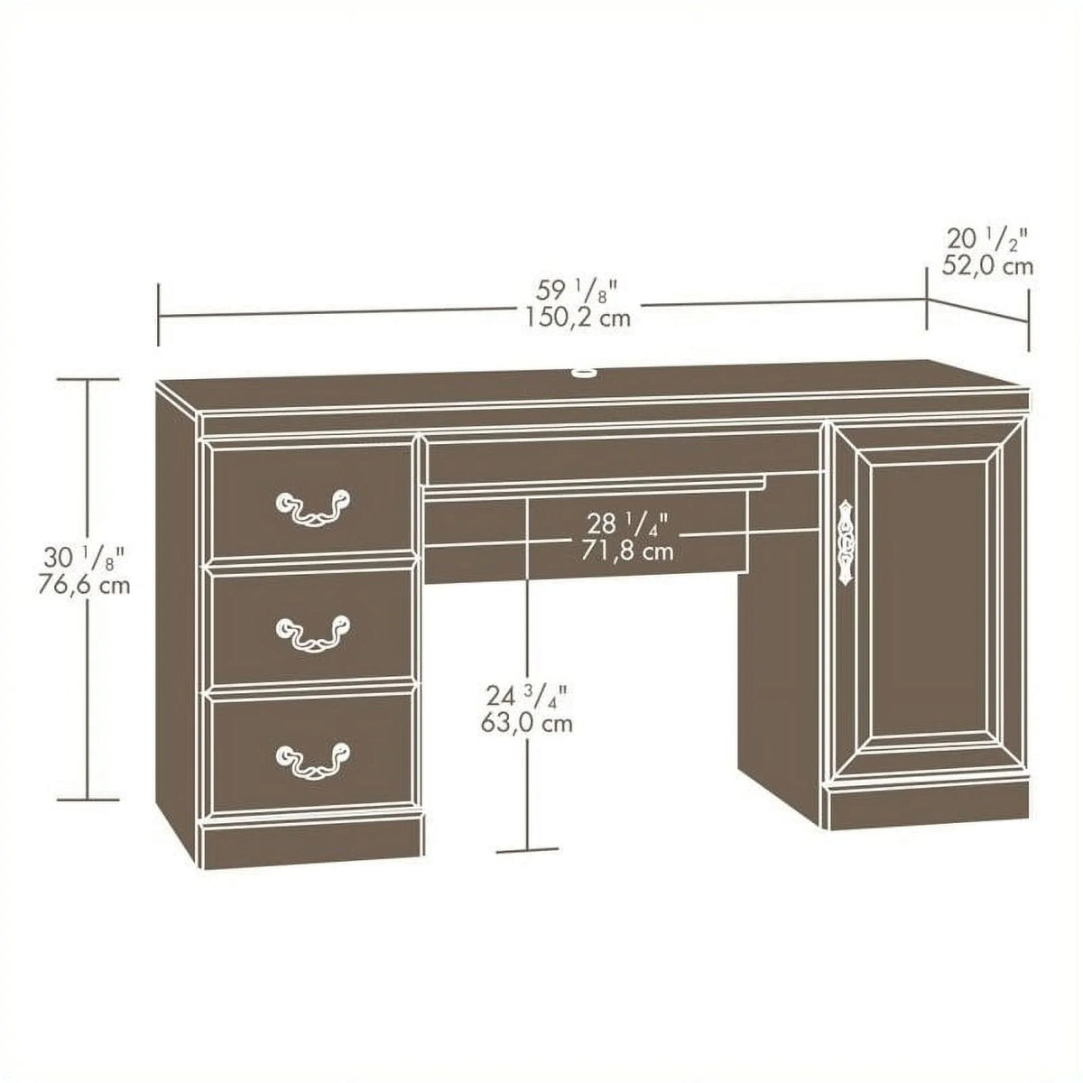 Traditional Wood Computer Credenza L25031