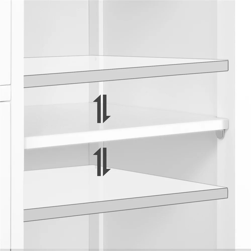 White Wooden Bathroom Floor Cabinet with Drawers and Cupboard J1903