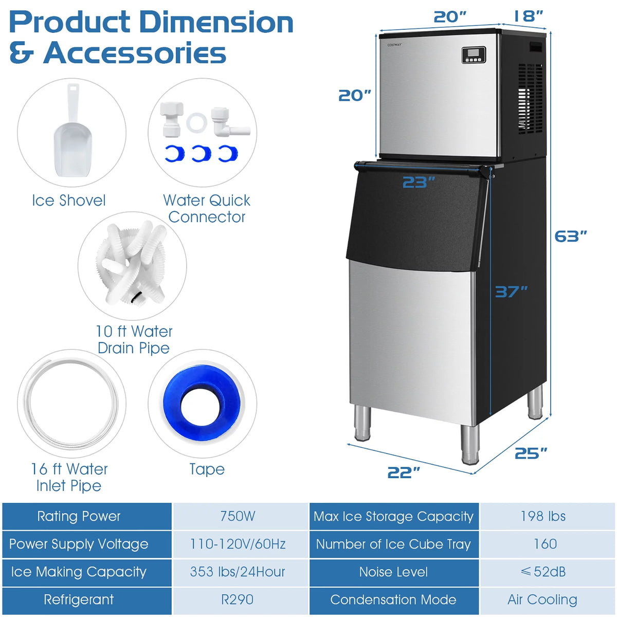 Commercial Ice Maker with Storage Bin O395
