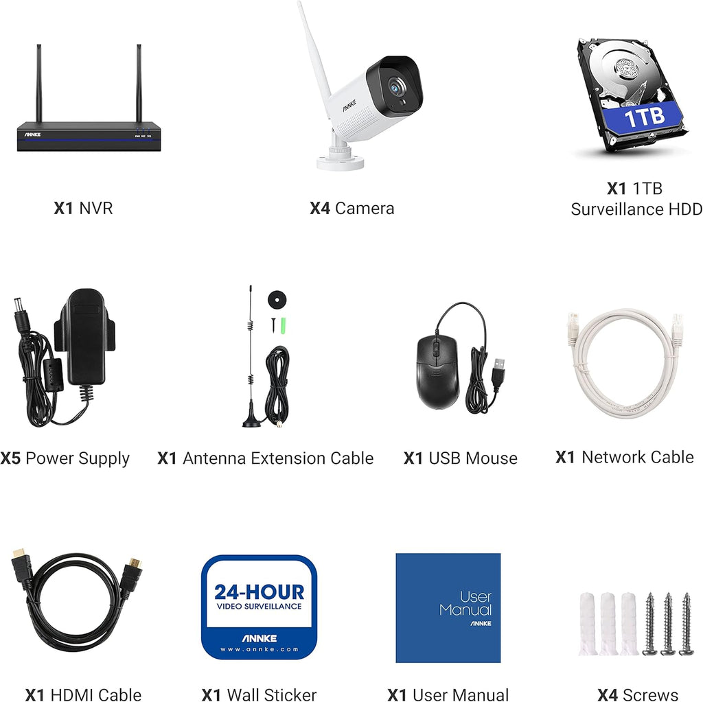 8CH Wireless Security Camera System with 1TB HDD and 4 1080P Outdoor Cameras S673301