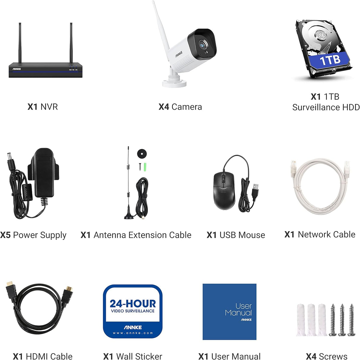 8CH Wireless Security Camera System with 1TB HDD and 4 1080P Outdoor Cameras S673301