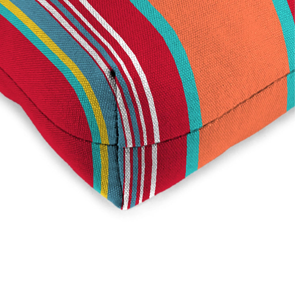 Mulberry Red Stripe Square Tufted Outdoor Wicker Seat Cushion 2 Pack S36022