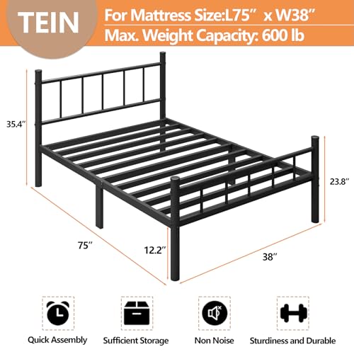Full Size 14 Inch Metal Bed Frame with Headboard W6650