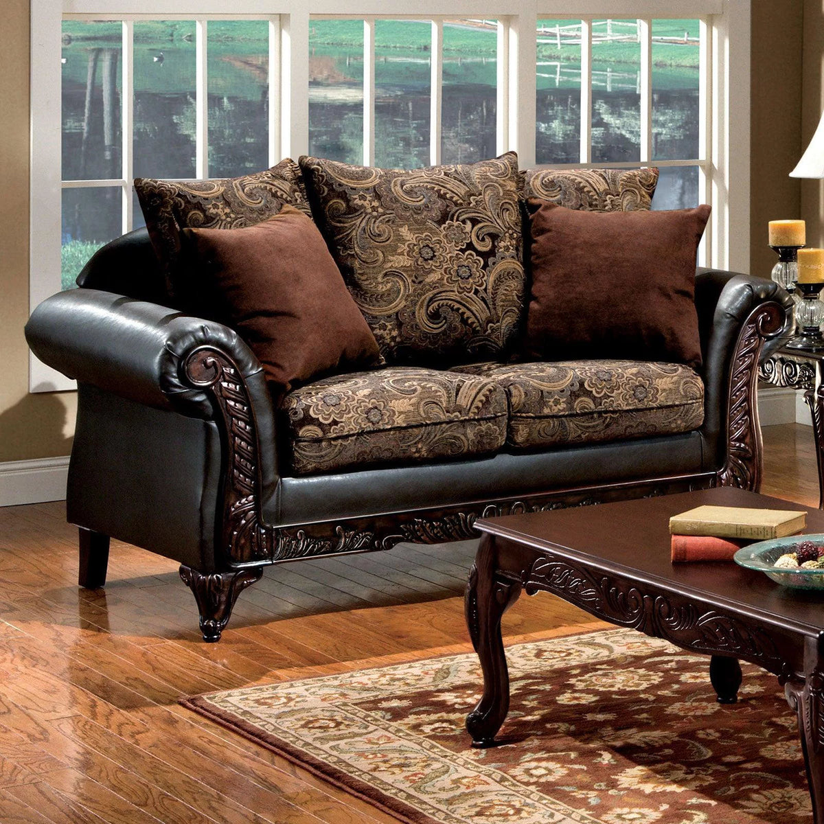 Brown & Espresso 5pcs Living Room Set W228