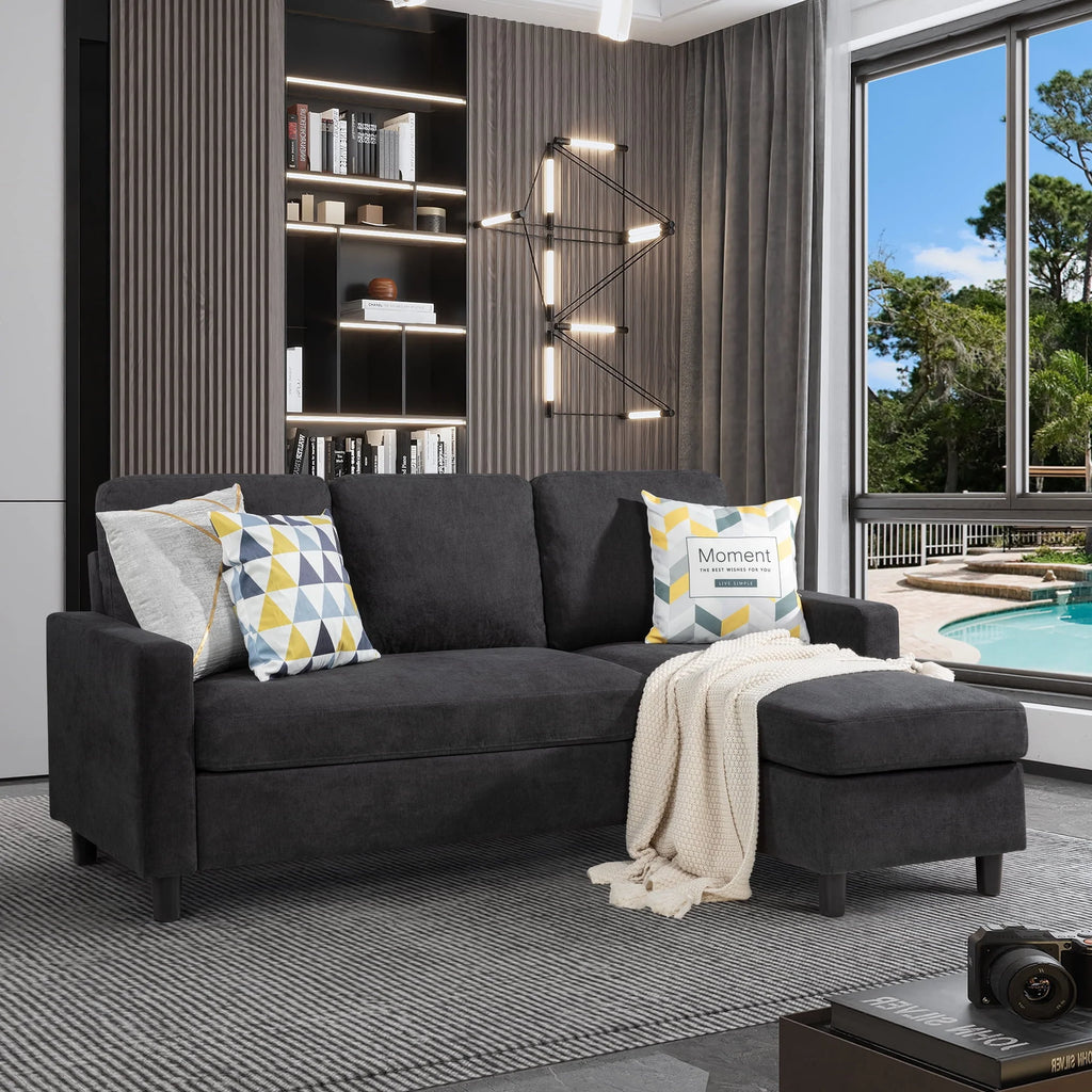 L-Shaped Convertible Sectional Sofa Linen Fabric R29007