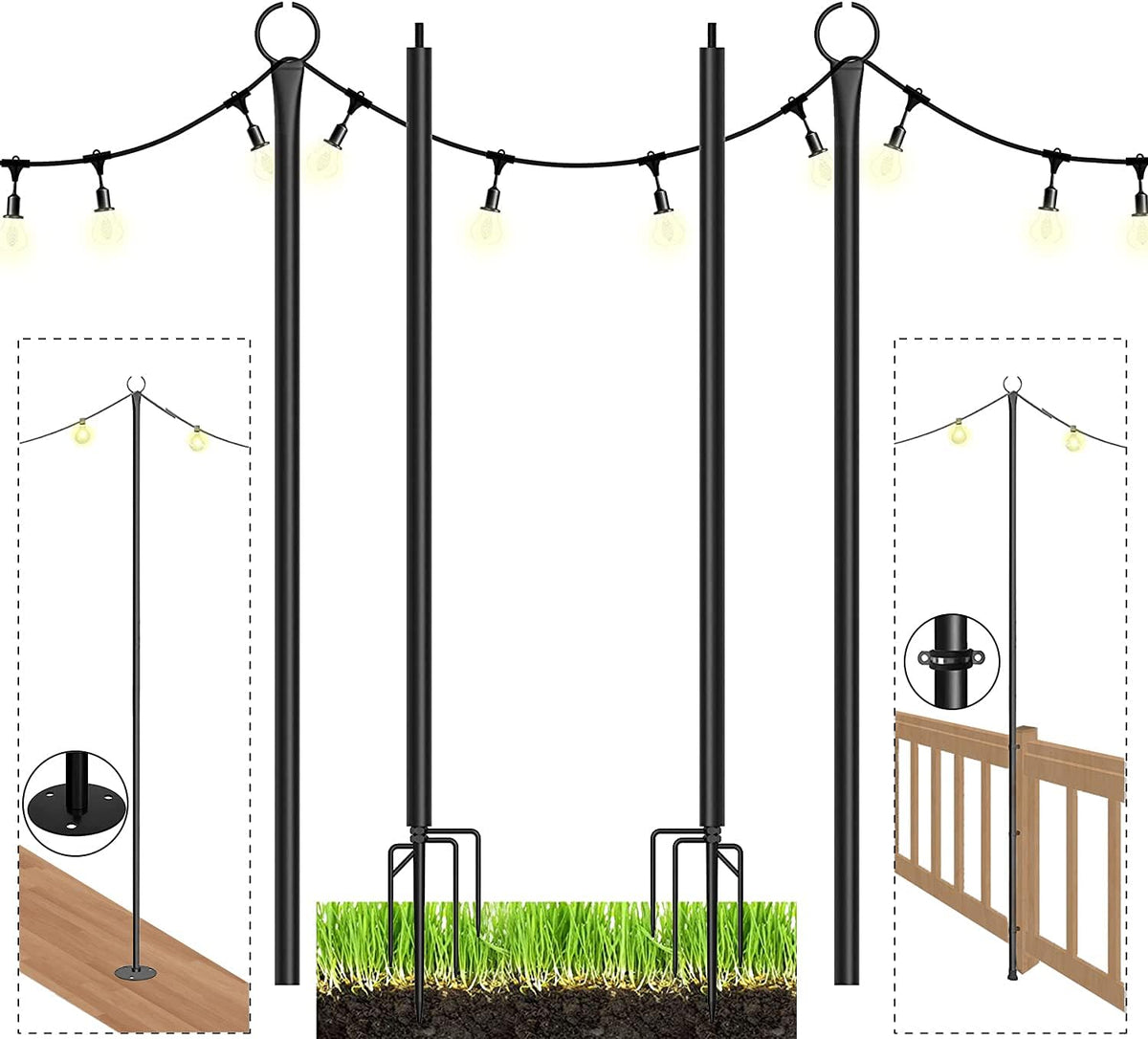 String Light Poles with Hooks 2PCS M850