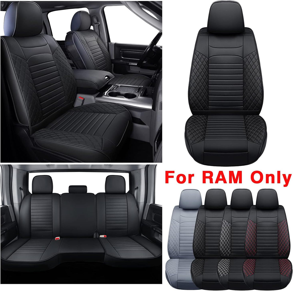 Custom Fit Waterproof Faux Leather Seat Covers Full Set I6641