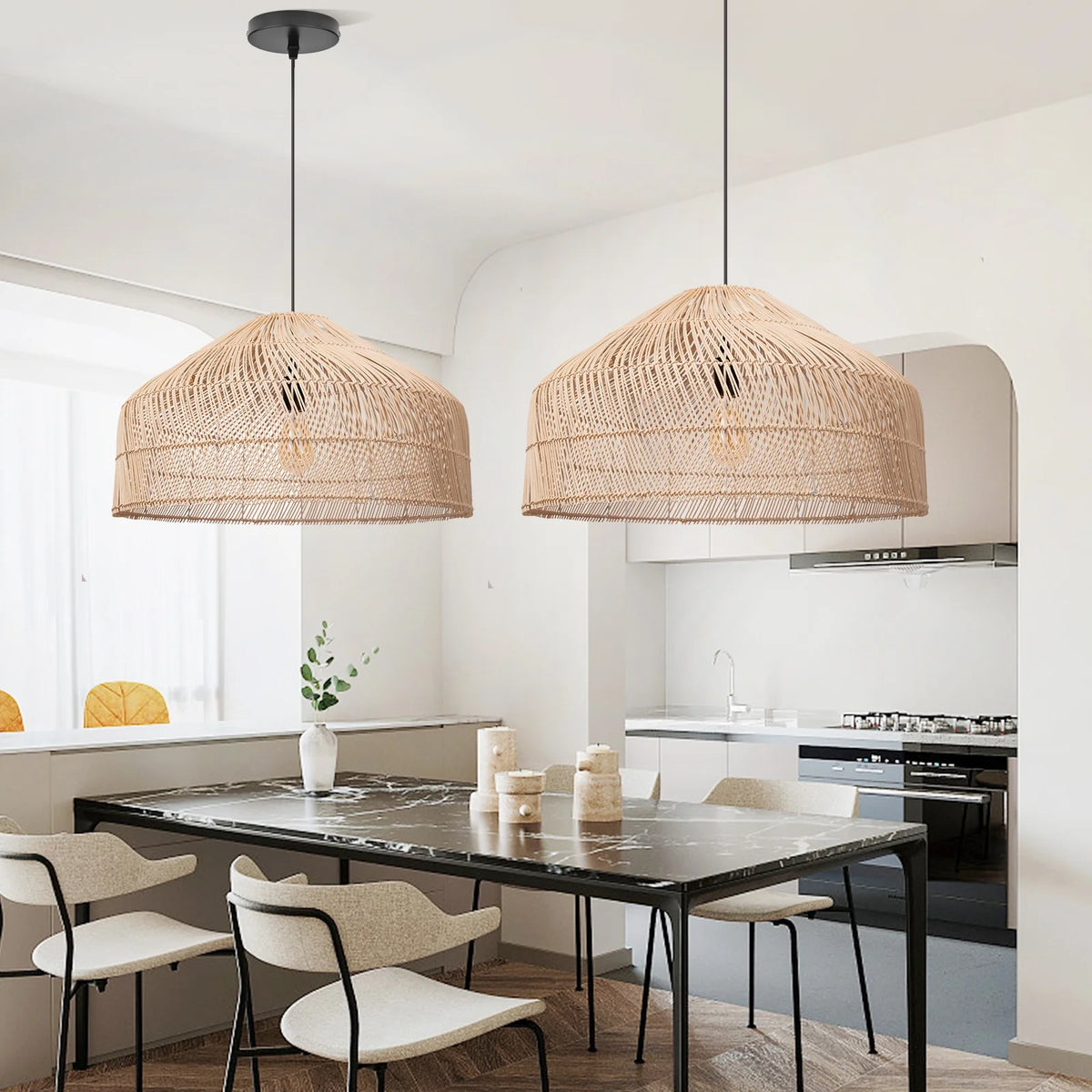 Woven Rattan Pendant Light Chandelier Ceiling Fixture R750544