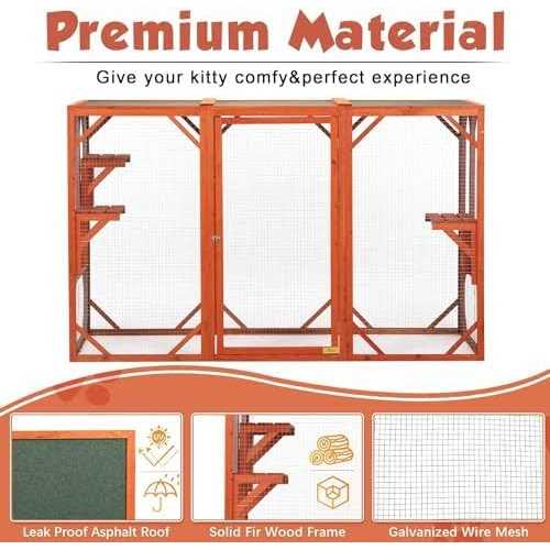 Wooden Weatherproof Outdoor Cat Enclosure J5160