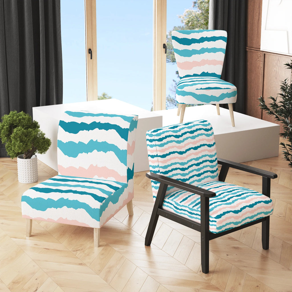Blue Striped Upholstered Accent Chair W651382