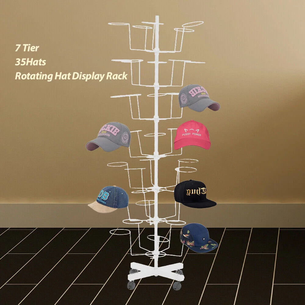 Adjustable Rotating 7 Tier Hat Display Rack X61212
